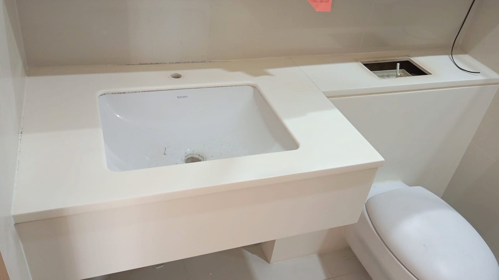 Vanity and basin top after stone surface renewal work