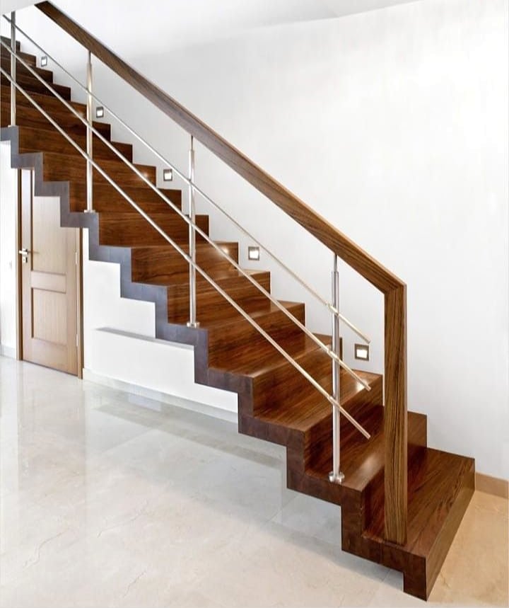 Modern timber staircase installation with clean wood treads