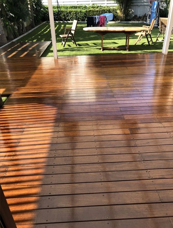 Covered patio wood deck after finishing work